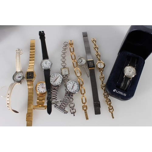 422 - Ladies wristwatches to include Citizen, Timex, Guess, Loris, Accurist, etc. also three nurses watche... 