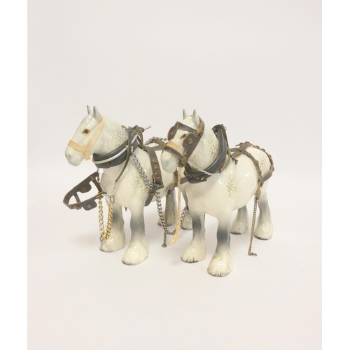 188 - Two Beswick grey mottled Shire horses, model 818. Height 21cm. (2)