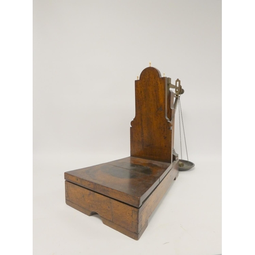 338 - Early 19th century Italian mahogany shop scales by B. Greppi of Milan. Height 50cm.