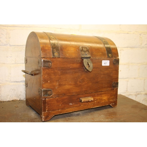 457 - Eastern hardwood hinged casket.