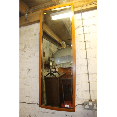 460 - Vintage teak framed wall mirror, 122cm.