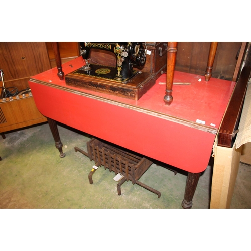 463 - Antique drop leaf table with melamine top.