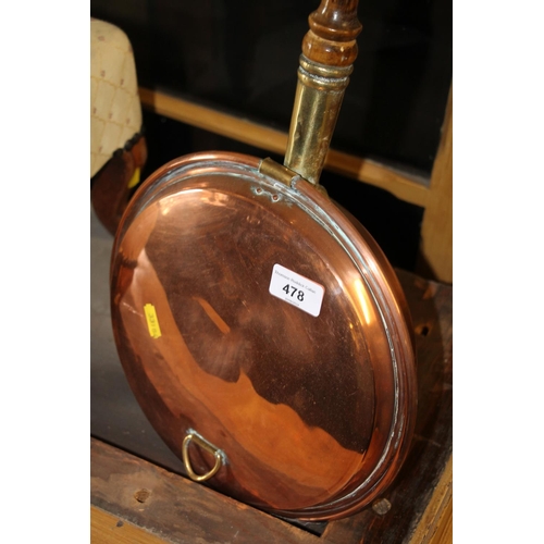 478 - Copper bed warming pan.