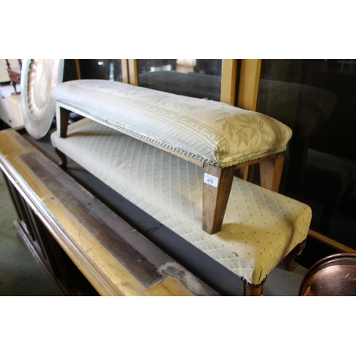 479 - Two upholstered long footstools, largest measures, 115cm long.