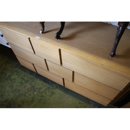 485 - Modern light oak bank of drawers, 77cm high.