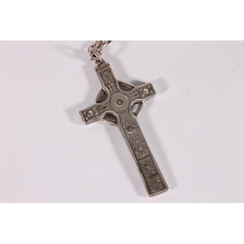 435 - Scottish silver Celtic Iona cross pendant on chain by John Hart.