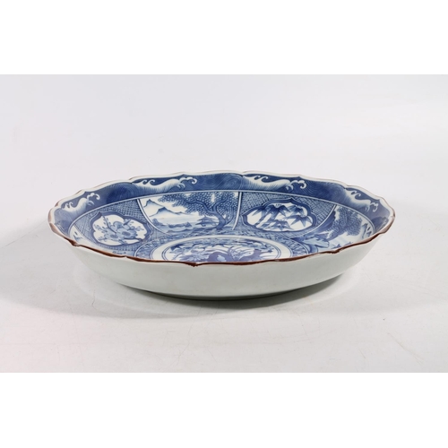 109 - Mid-20th century Japanese blue and white large bowl, 36cm wide.