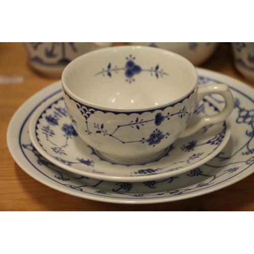 111 - Furnivals Denmark blue and white pottery coffee set.
