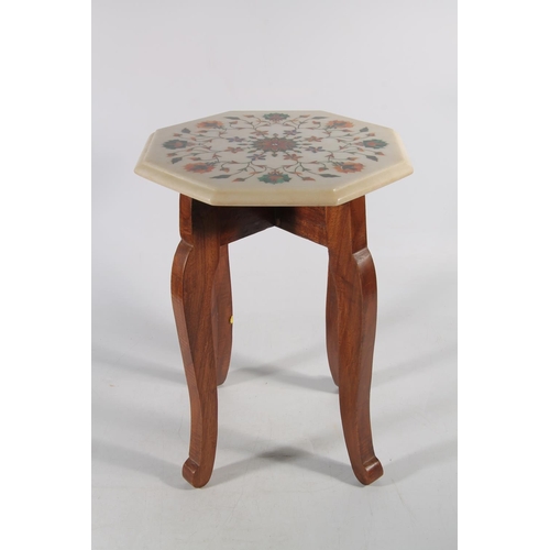 144 - Small inlaid Indian marble table, H40cm.