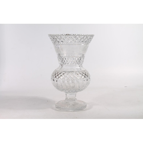 154 - Czechoslovakian table centrepiece engraved with repeating rose design, 39cm high.
