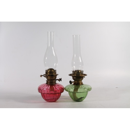 163 - Two Edwardian glass oil lamps.