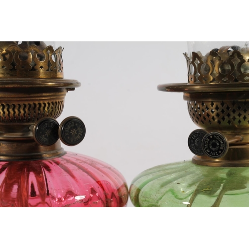 163 - Two Edwardian glass oil lamps.