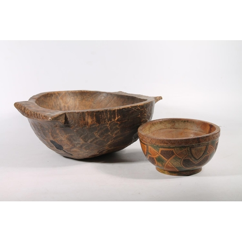 178 - Hungarian dough bowl and a Celtic carved bowl.