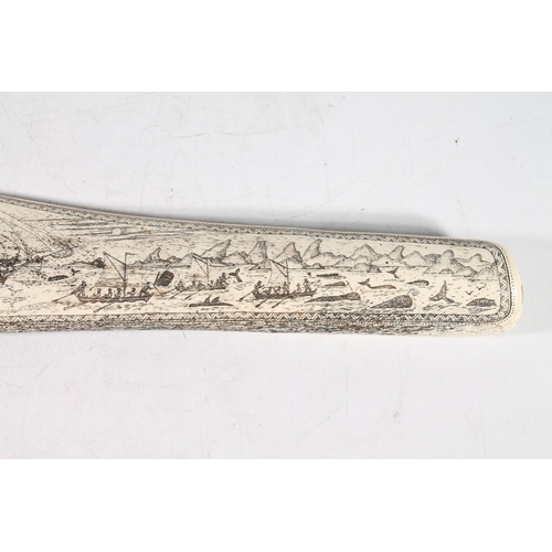 32 - Reproduction faux scrimshaw carving resin model, to the reverse 'Whaler Topaz of Marguesas January 1... 