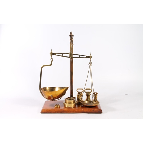 72 - Avery vintage brass apothecary scales with weights.