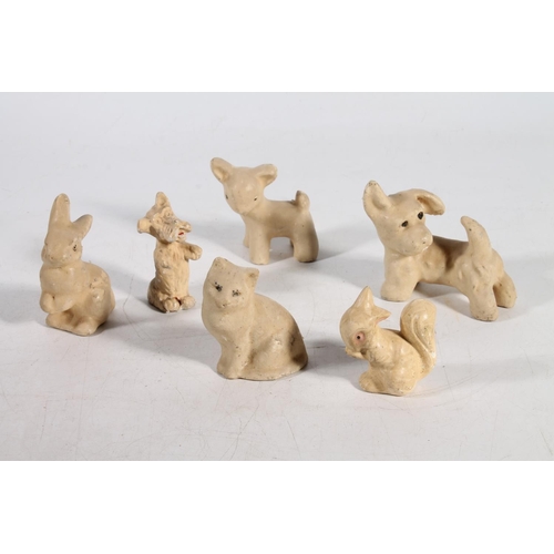 79 - Six white cream glazed animal pottery models.