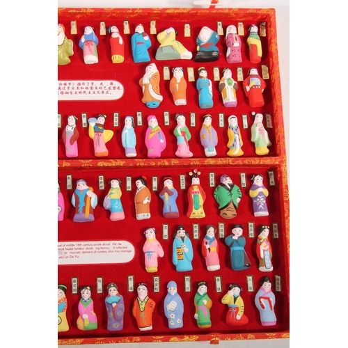 87 - Chinese miniature pottery figurines in original red case after The Red Dream.