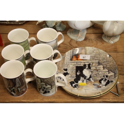 97 - Border Fine Arts coffee cups and collectors' plates.