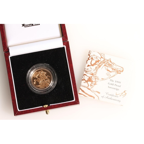 1369 - UNITED KINGDOM Queen Elizabeth II (1952-2022) gold proof sovereign 1999, in Royal Mint issue case wi... 