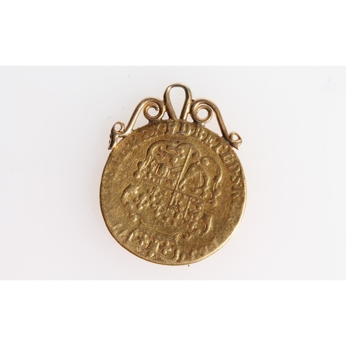 1376 - UNITED KINGDOM King George III (1760-1820) gold guinea 1777 with soldered pendant mount, 8.9g gross.