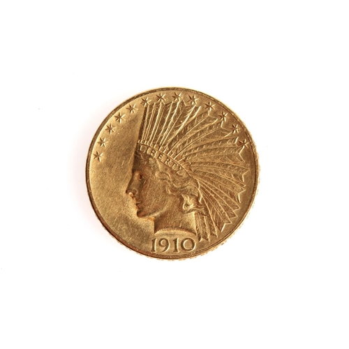 1378 - UNITED STATES OF AMERICA gold ten dollars $10 or eagle 1910 D, 16.7g.