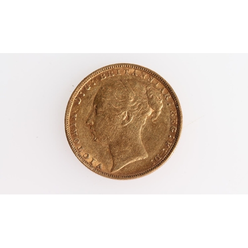 1381 - UNITED KINGDOM Queen Victoria (1837-1901) gold sovereign 1885, young head.