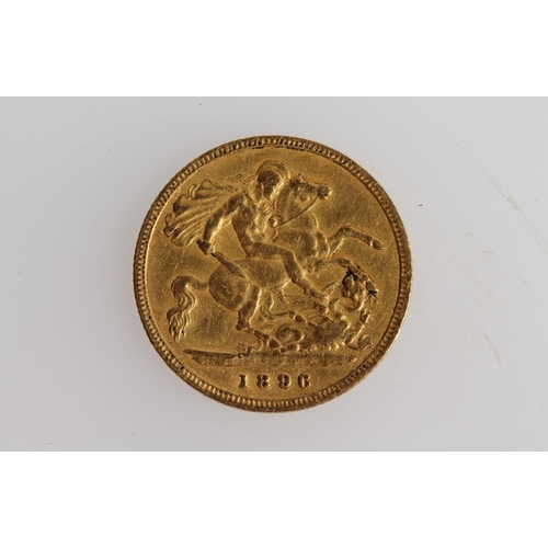 1393 - UNITED KINGDOM Queen Victoria (1837-1901) gold half sovereign 1896, old veiled head.