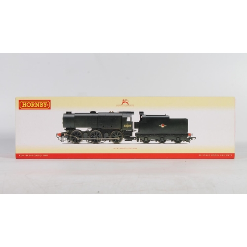 1015 - Hornby OO gauge model railways R2344 Class QI 0-6-0 tender locomotive 33009 BR black weathered editi...