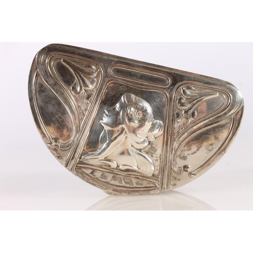 10 - German Art Nouveau (Jugendstil) 800 grade silver box with maiden and floral design, in the manner of...