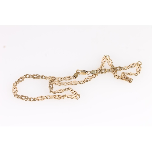 129 - 9ct gold double curb link necklace, 21.2g.