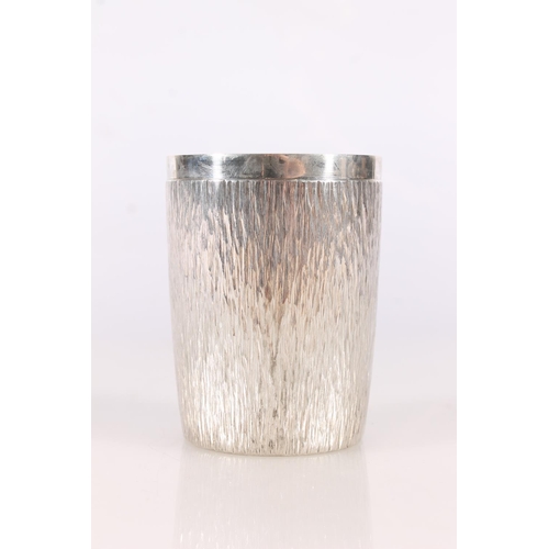 13 - Silver beaker cup with textured design body by Gerald Benney, London, 1972, 172g, 8.5cm tall....
