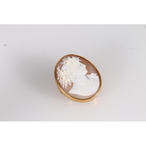 147 - Victorian 9ct gold framed shell cameo, the cameo carved with a bust of a classical Greek maiden, H3.... 