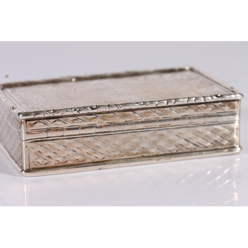 39 - Victorian antique silver snuff box of rectangular form incised with Masonic symbols, gilded interior... 