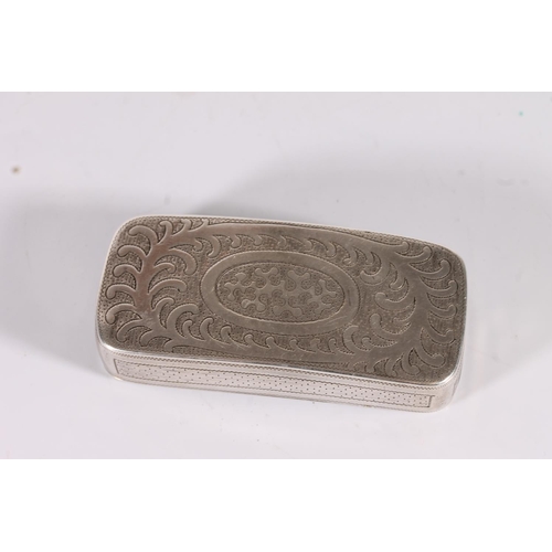 43 - Georgian antique curved silver pocket snuff box of miser's type with two hinged covers, each opening...