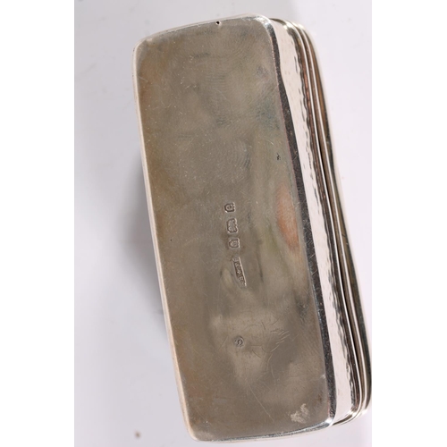 48 - Edwardian antique silver tobacco or snuff box of rectangular form with curved domed top and planishe... 