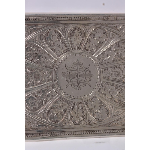 52 - Victorian antique silver card case with all over engraved floral design, by George Unite, Birmingham...