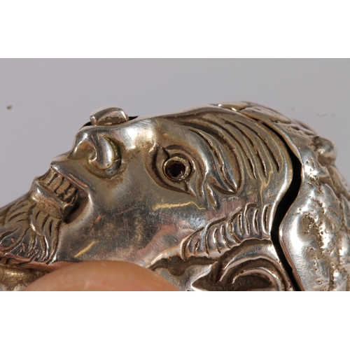 54 - Novelty silver vesta case in the form of the Devils head with garnet set eyes, stamped '925 STERLING...