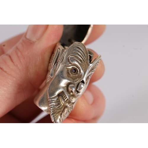 54 - Novelty silver vesta case in the form of the Devils head with garnet set eyes, stamped '925 STERLING...