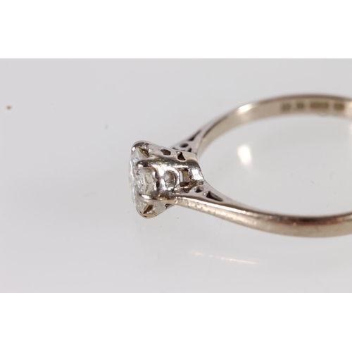 95 - 18ct white gold and diamond solitaire ring, the round brilliant cut diamond on a cathedral setting l... 