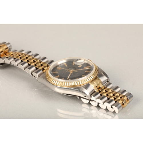 187 - Rolex Oyster Perpetual Datejust automatic wristwatch chronometer, the black enamel dial with gold co... 