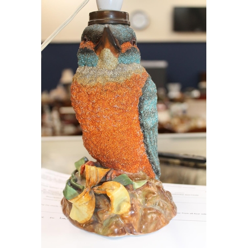 5 - Continental porcelain table lamp modelled as a kingfisher, 20cm high.