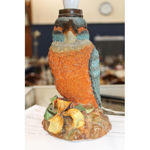 5 - Continental porcelain table lamp modelled as a kingfisher, 20cm high.