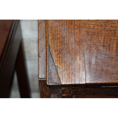 458 - Victorian oak bureau with fitted interior, 91cm wide.