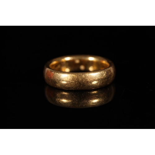 151 - 22ct gold plain wedding band, ring size K/L, 8.8g.