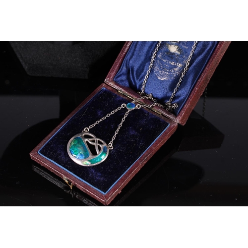 159 - Charles Horner Art Nouveau style silver and enamel pendant, Chester 1923.