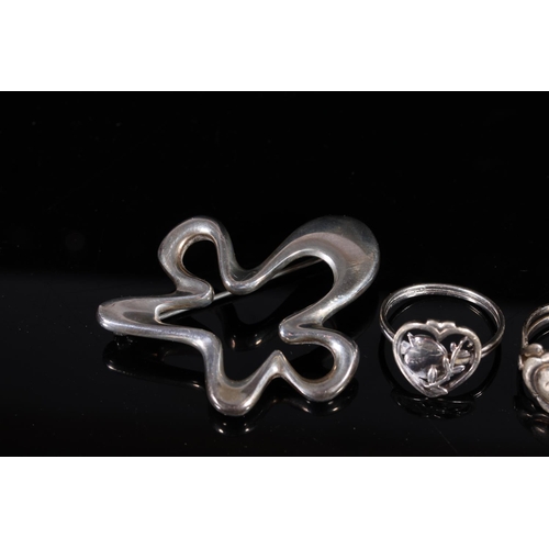 184 - Henning Koppel for Georg Jensen; a silver free form 'Splash' brooch, stamped with Danish 925 silver ... 