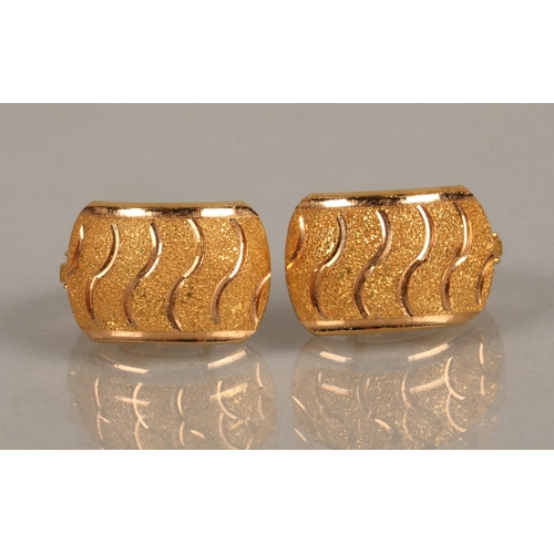 101 - High karat yellow gold pair of earrings, illegibly marked on one, gross weight 3.9g