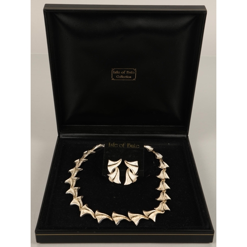 115 - Isle of Bute Collection white metal necklace and matching clip on earrings