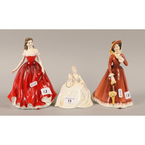 13 - Two Royal Doulton figures, 'Jessica' HN4583, 'Julia' HN2705 & Coalport figure, 'Samantha'