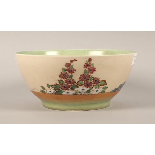 17 - Clarice Cliff handpainted floral bowl, 22cm diameter